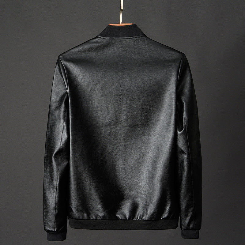 New Leather Men's Casual Jacket Korean Style Trendy Slim Handsome Youth Spring And Autumn Motorcycle Jacket