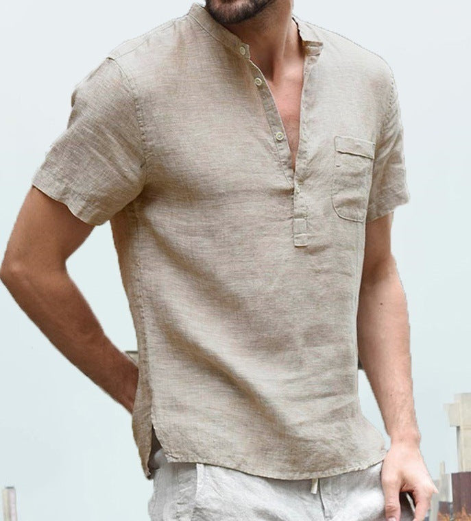 Cotton Linen Shirt Casual Linen Solid Color Shirt