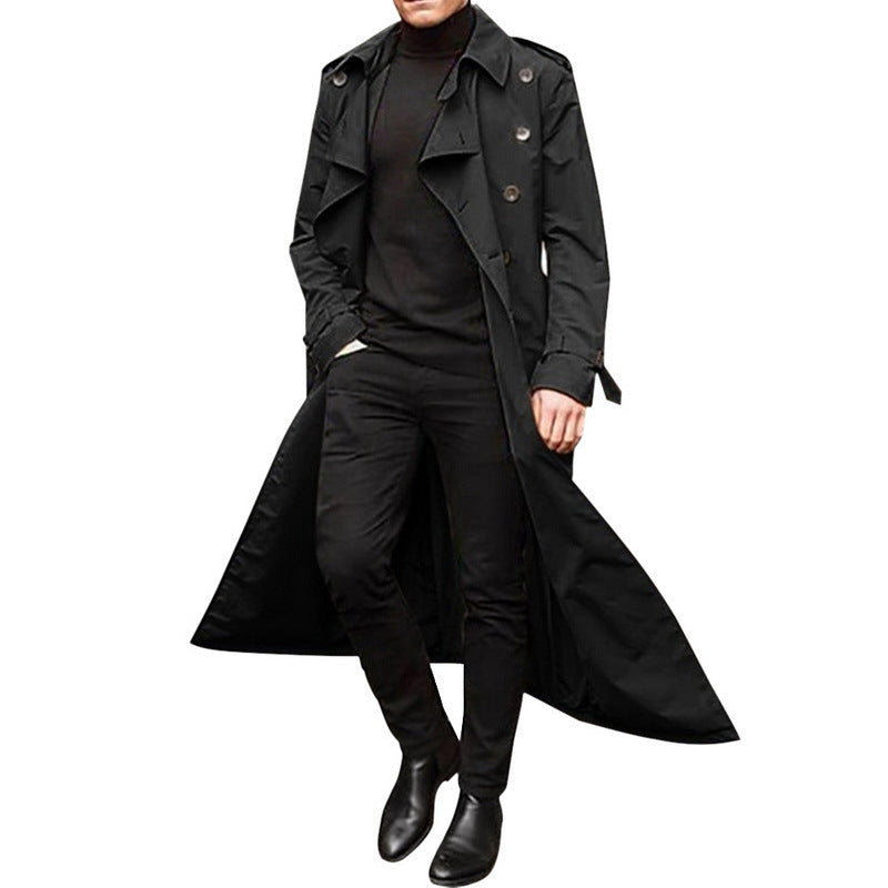 Men&amp;#039;s Mid-length Windbreaker Men&amp;#039;s Long Windbreaker Fashion Windbreaker Casual Outer Men