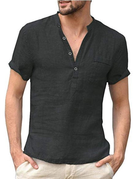 Cotton Linen Shirt Casual Linen Solid Color Shirt