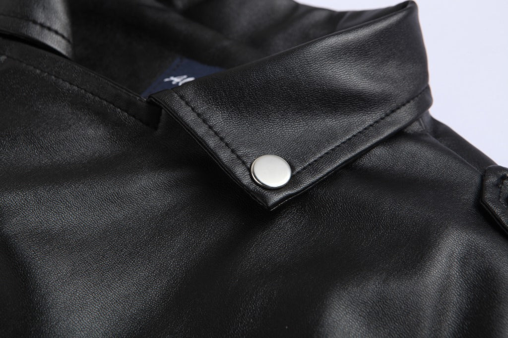 Men&#039;s Motorcycle Motorcycle Slim Casual Lapel Diagonal Zipper Leather Jacket
