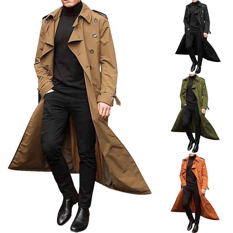 Men&amp;#039;s Mid-length Windbreaker Men&amp;#039;s Long Windbreaker Fashion Windbreaker Casual Outer Men