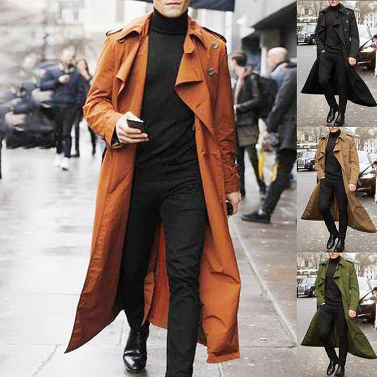 Men&amp;#039;s Mid-length Windbreaker Men&amp;#039;s Long Windbreaker Fashion Windbreaker Casual Outer Men