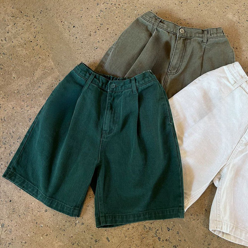 MYQ Retro Washed Denim Shorts Men&#039;s Summer Loose Casual Mid-length Pants Korean-style Fashionable And Handsome Pants