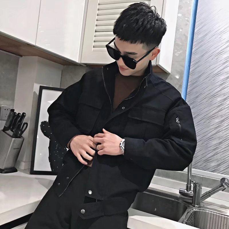 New Ruffian Handsome Tooling Jacket Men&#039;s Autumn Hong Kong Trend Brand Ins Retro Top Trend All-match Pilot Jacket
