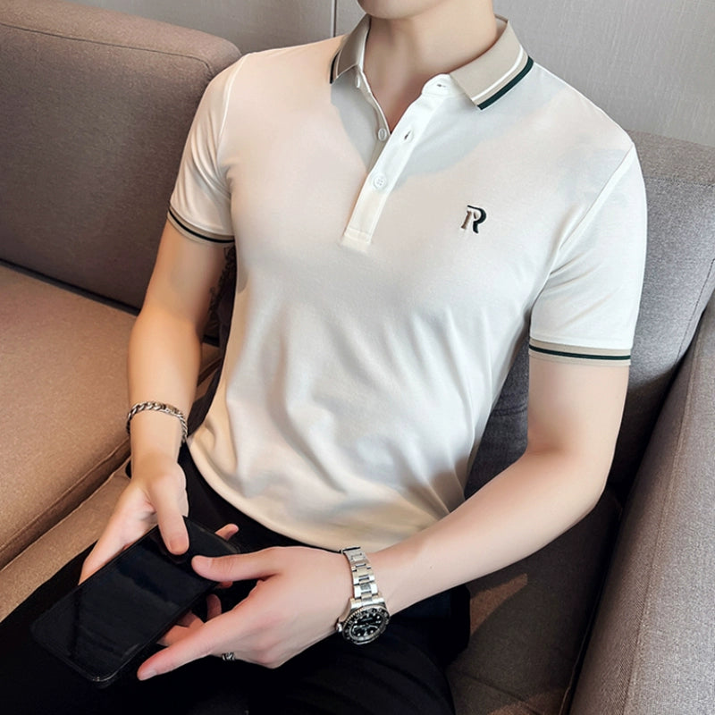 Business Paul Polo Shirt Men&#039;s Summer Short-sleeved High-end Self-cultivation Ruffian Handsome Trendy Brand Fat Lapel T-shirt Half-sleeved Top