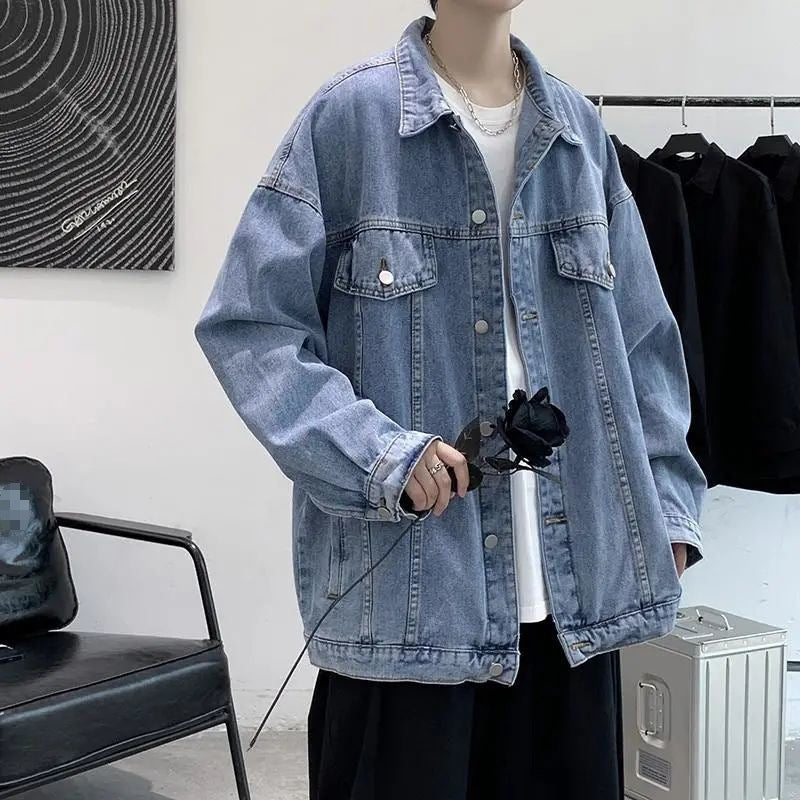 Denim Jacket Men&#039;s Spring And Autumn Ins Trend Boyfriend Style Handsome Jacket American Retro Wild Casual Men&#039;s Clothing