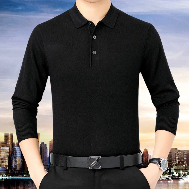 2022 Spring And Autumn Middle-aged And Elderly Men&amp;#039;s Long-sleeved Lapel T-shirt Loose Trendy And Comfortable