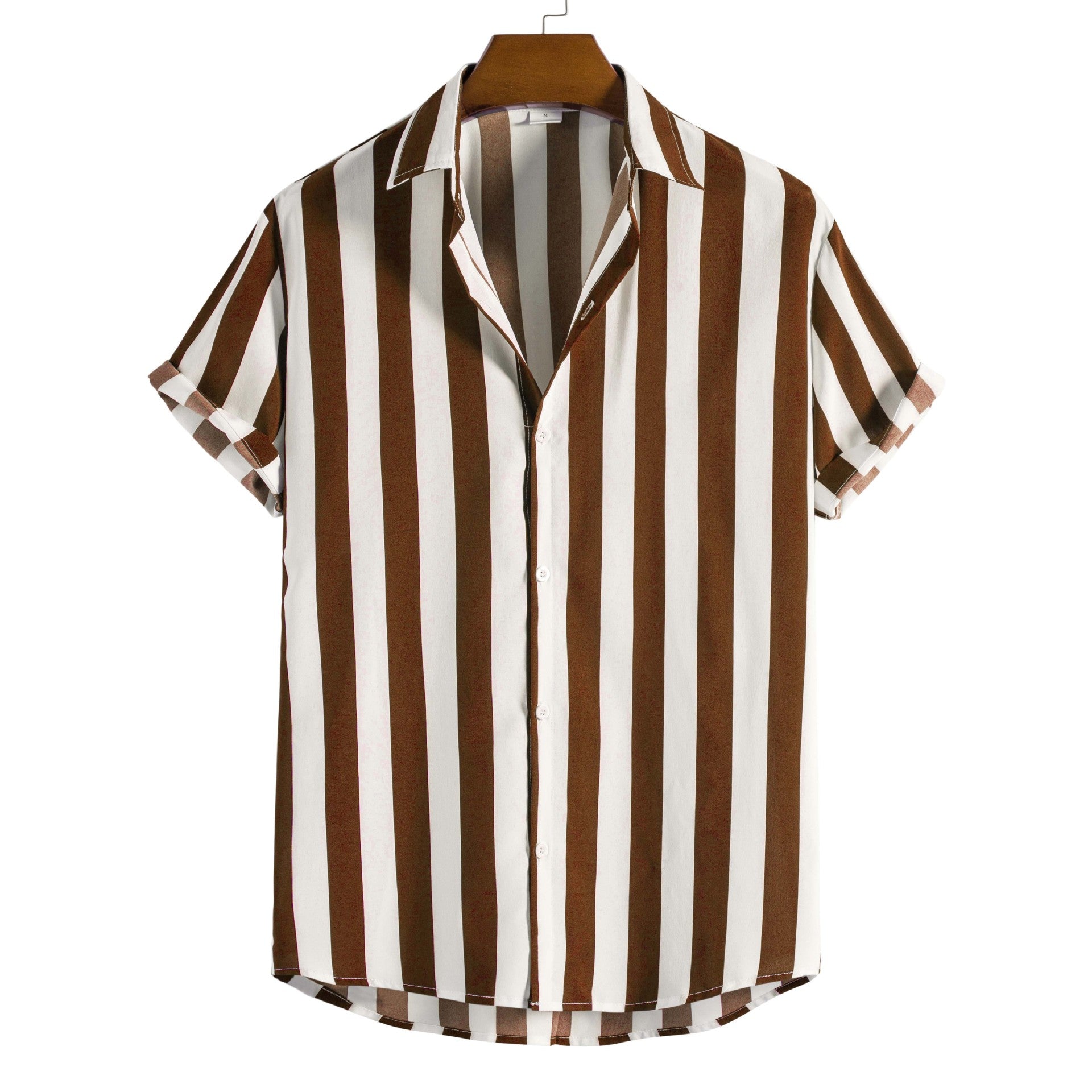 New Men&#039;s Fashion Casual Short-sleeved Printed Striped Shirt