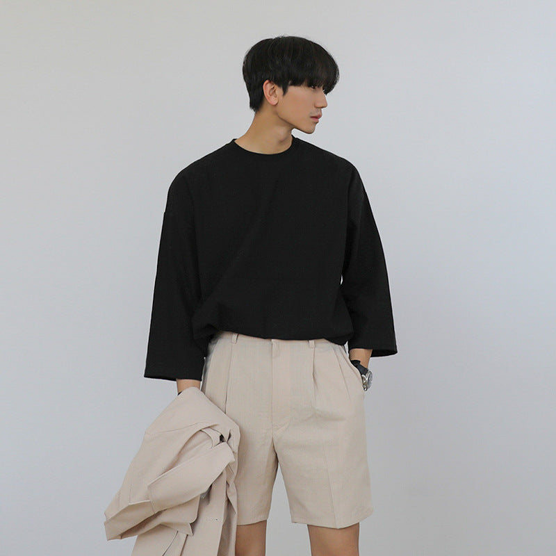 MYQ Men&#039;s Summer Cotton And Linen Suit Shorts Loose Western-style Pants Linen All-match Casual Korean-style Half-length Trendy Pants