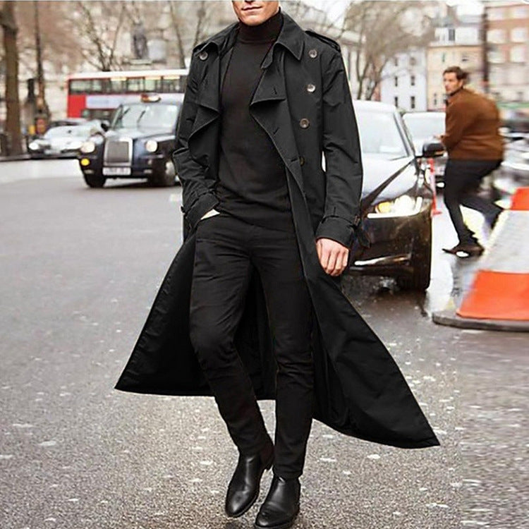 Men&amp;#039;s Mid-length Windbreaker Men&amp;#039;s Long Windbreaker Fashion Windbreaker Casual Outer Men