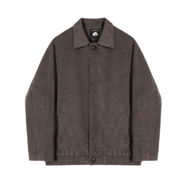 MYQ Woolen Jacket Men&#039;s Short Autumn And Winter Korean Loose Fashionable Lapel Retro Casual Woolen Jacket