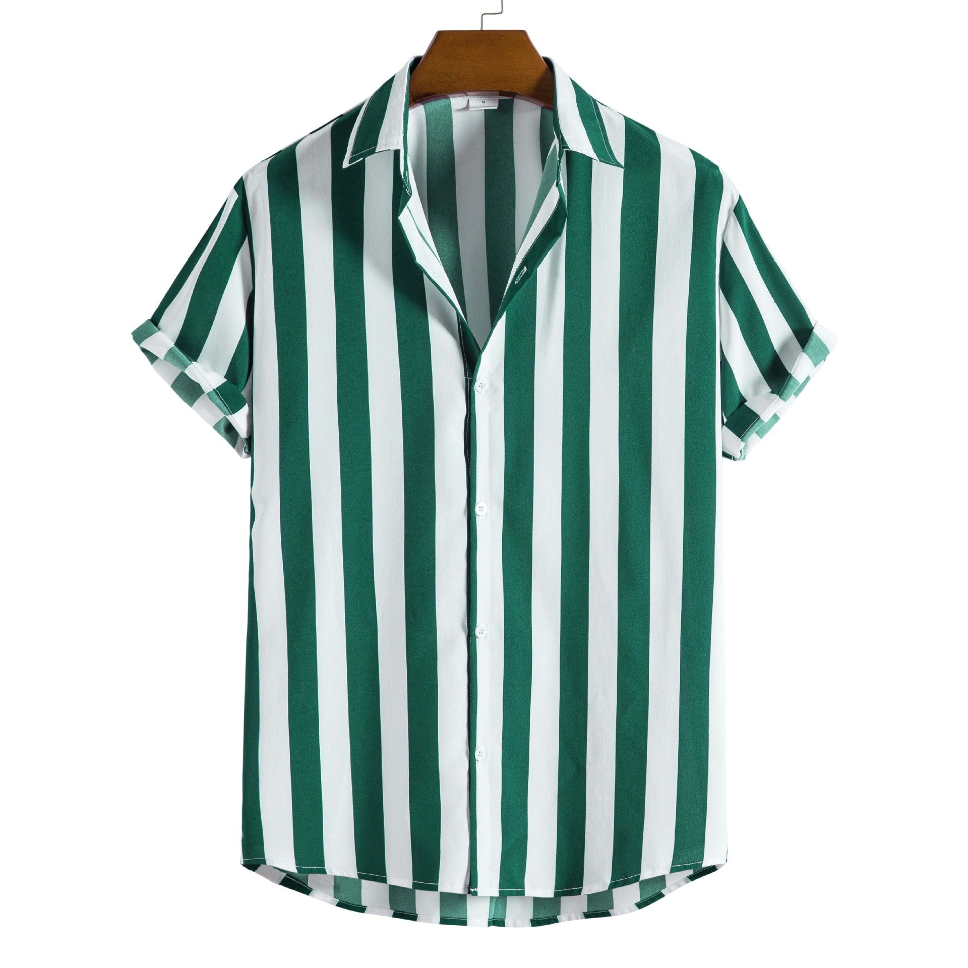 New Men&#039;s Fashion Casual Short-sleeved Printed Striped Shirt