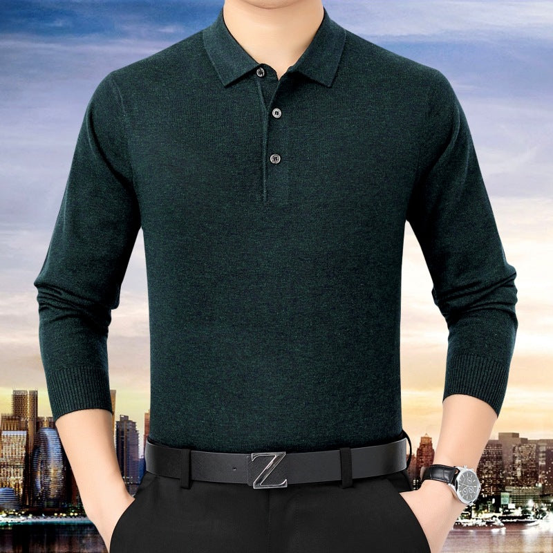 2022 Spring And Autumn Middle-aged And Elderly Men&amp;#039;s Long-sleeved Lapel T-shirt Loose Trendy And Comfortable