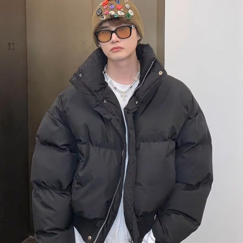Winter Heavyweight Simple Stand-up Collar Short Cotton Coat Men&#039;s Loose Thickened Casual Short Cotton Coat Trendy Brand Bread Coat