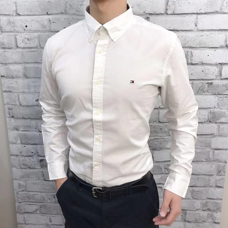 Men&#039;s Long-sleeved Shirt Light Luxury High-end Business Casual Middle-aged Buckle Collar Versatile Oxford Woven Shirt