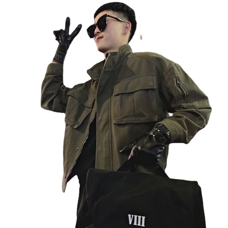 New Ruffian Handsome Tooling Jacket Men&#039;s Autumn Hong Kong Trend Brand Ins Retro Top Trend All-match Pilot Jacket