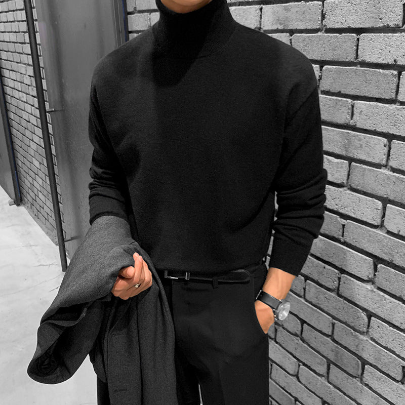 MYQ Half Turtleneck Sweater Men&#039;s Winter Korean Style Thickened Loose Casual Warm Knitted Base-Layer Sweater Jacket