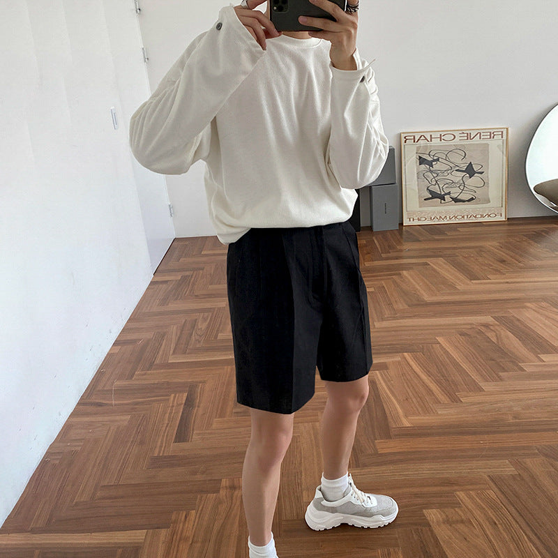 MYQ Men&#039;s Summer Cotton And Linen Suit Shorts Loose Western-style Pants Linen All-match Casual Korean-style Half-length Trendy Pants