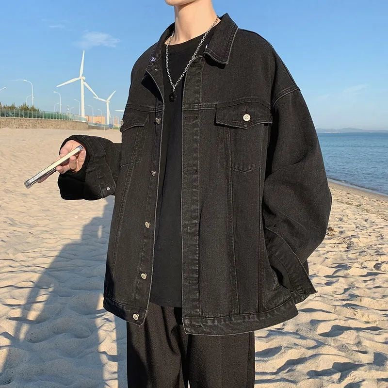 Denim Jacket Men&#039;s Spring And Autumn Ins Trend Boyfriend Style Handsome Jacket American Retro Wild Casual Men&#039;s Clothing