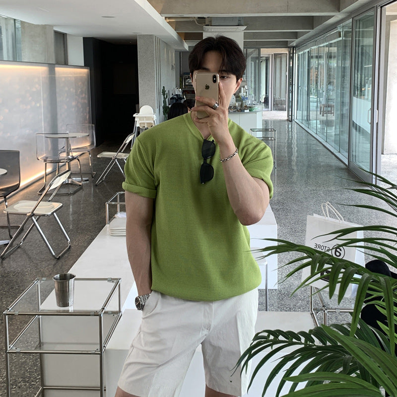 Korean Men&#039;s Shorts Summer New Cotton And Linen Pants Loose Trendy Casual Solid Color Beach Pants