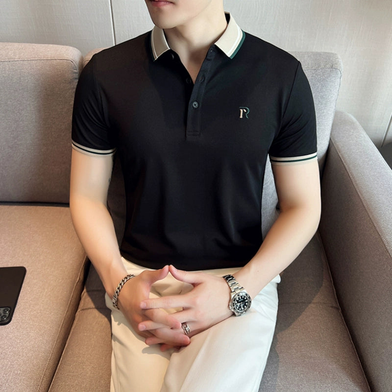 Business Paul Polo Shirt Men&#039;s Summer Short-sleeved High-end Self-cultivation Ruffian Handsome Trendy Brand Fat Lapel T-shirt Half-sleeved Top