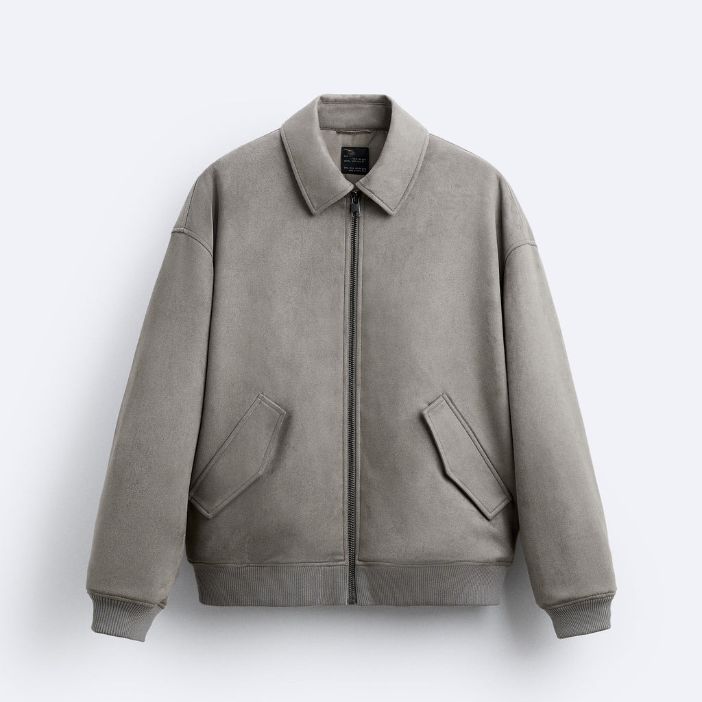 Men&#039;s Quilted Suede Texture Effect Lapel Jacket Coat