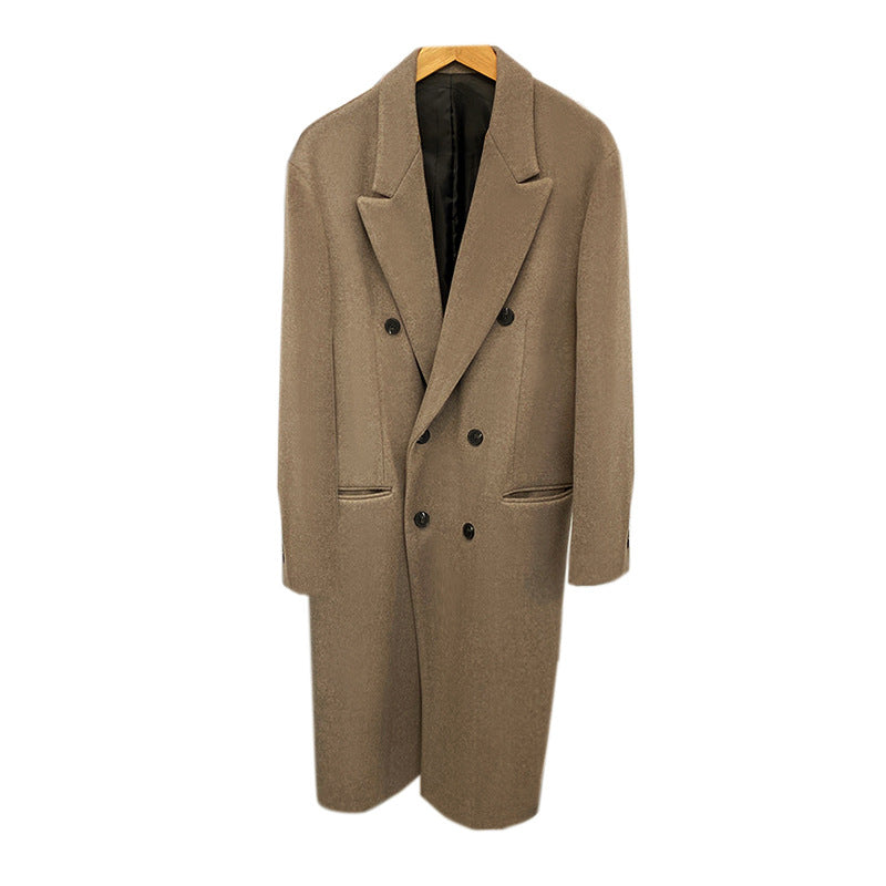 ASCLO Men&#039;s Coat Men&#039;s Winter Wind-resistant Thickened Long Trench Coat Korean Casual Trendy Woolen Coat Solid Color