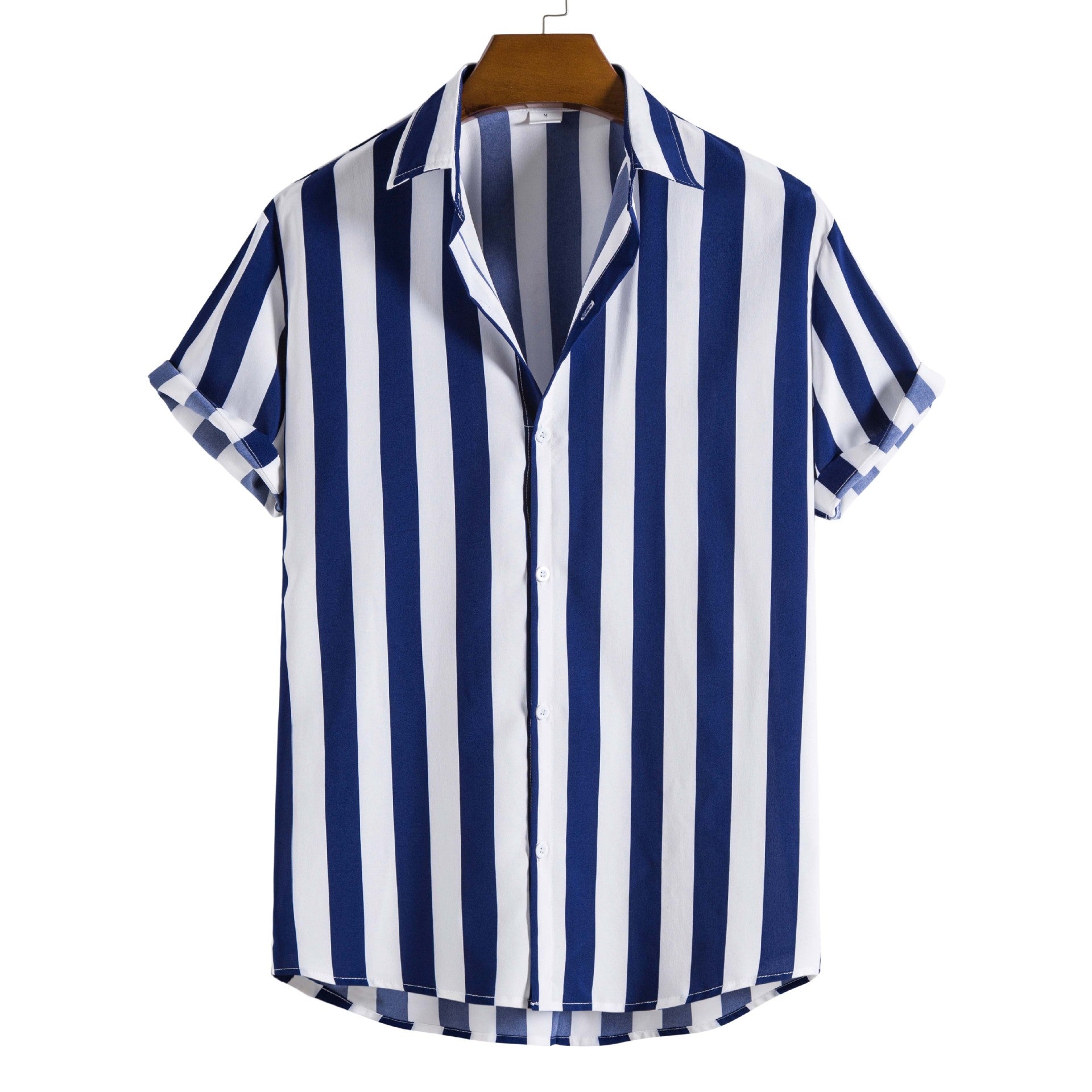 New Men&#039;s Fashion Casual Short-sleeved Printed Striped Shirt