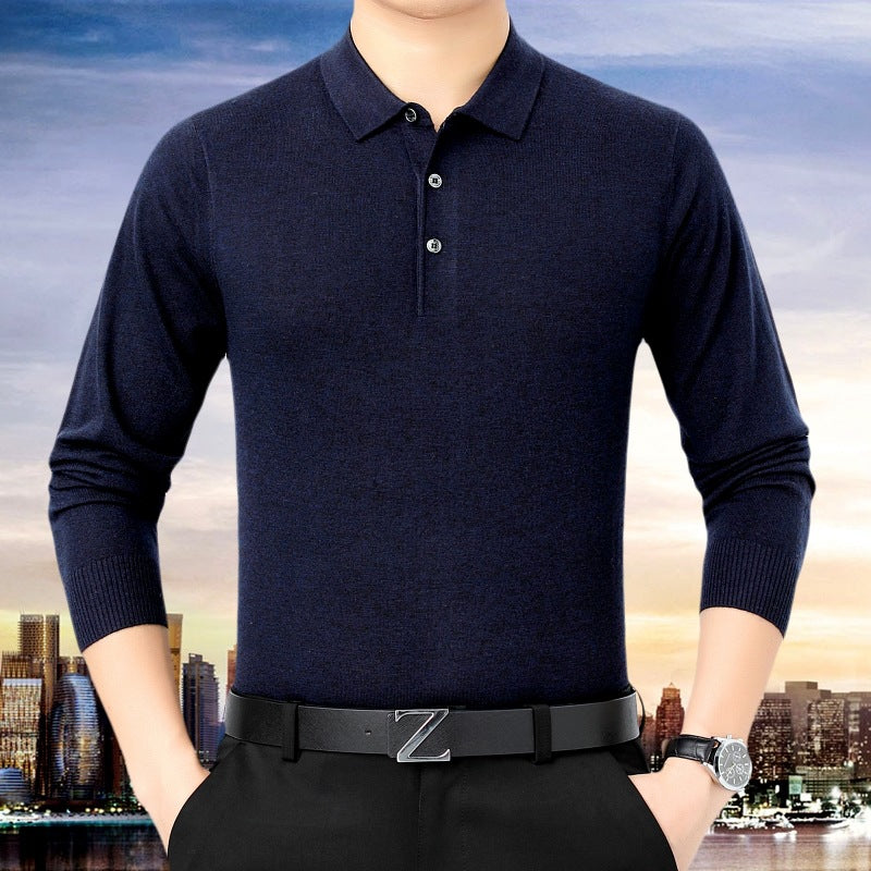 2022 Spring And Autumn Middle-aged And Elderly Men&amp;#039;s Long-sleeved Lapel T-shirt Loose Trendy And Comfortable