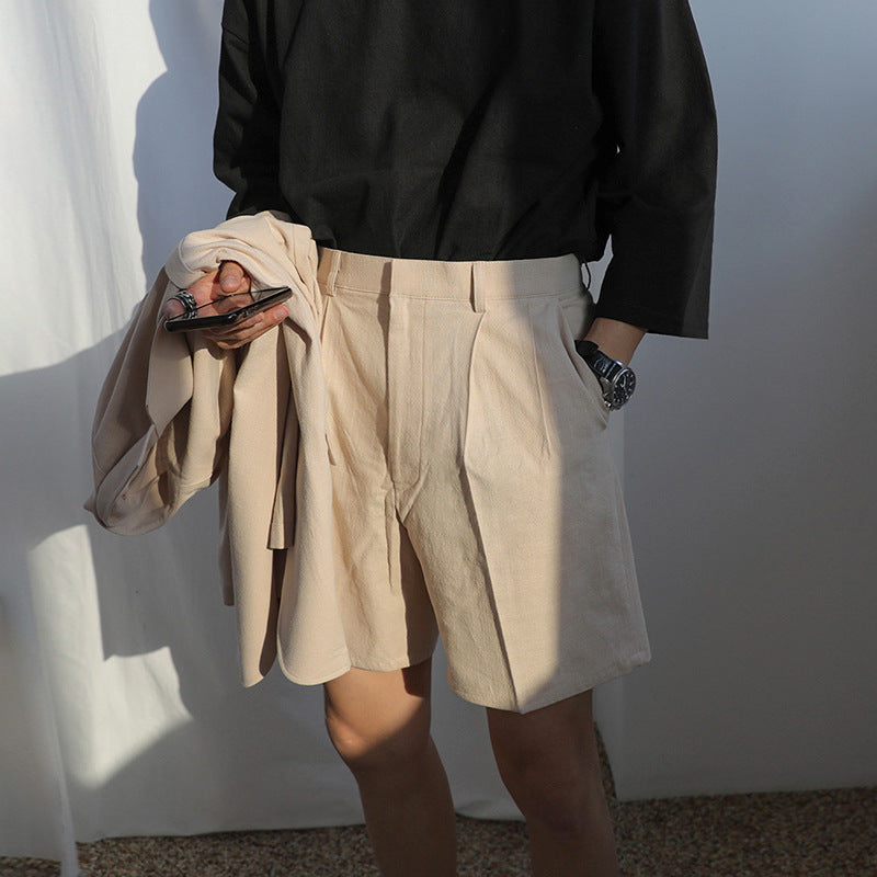 MYQ Men&#039;s Summer Cotton And Linen Suit Shorts Loose Western-style Pants Linen All-match Casual Korean-style Half-length Trendy Pants