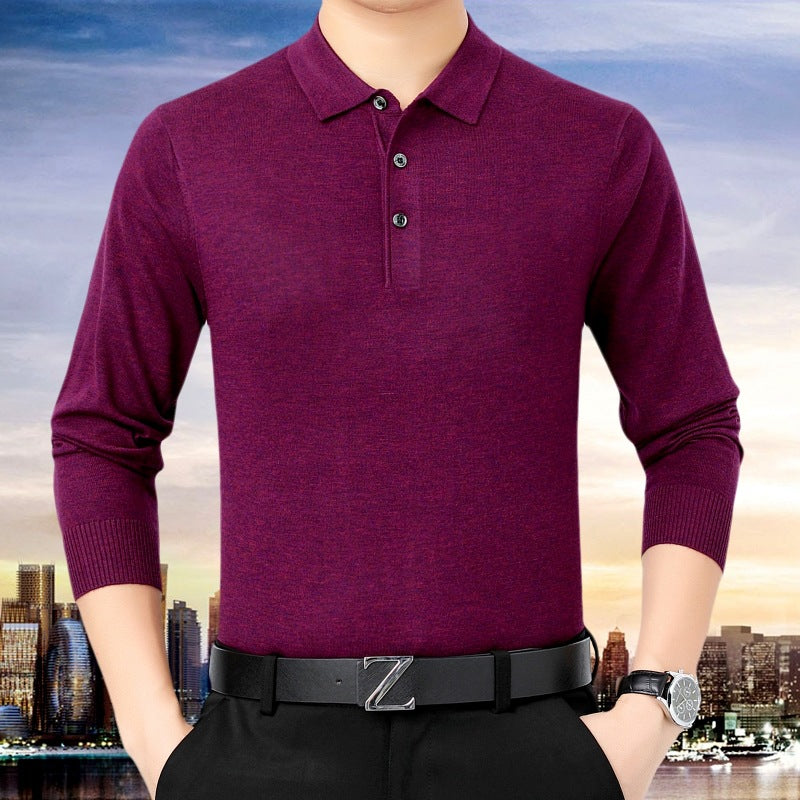 2022 Spring And Autumn Middle-aged And Elderly Men&amp;#039;s Long-sleeved Lapel T-shirt Loose Trendy And Comfortable