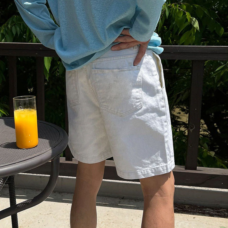 MYQ Retro Washed Denim Shorts Men&#039;s Summer Loose Casual Mid-length Pants Korean-style Fashionable And Handsome Pants