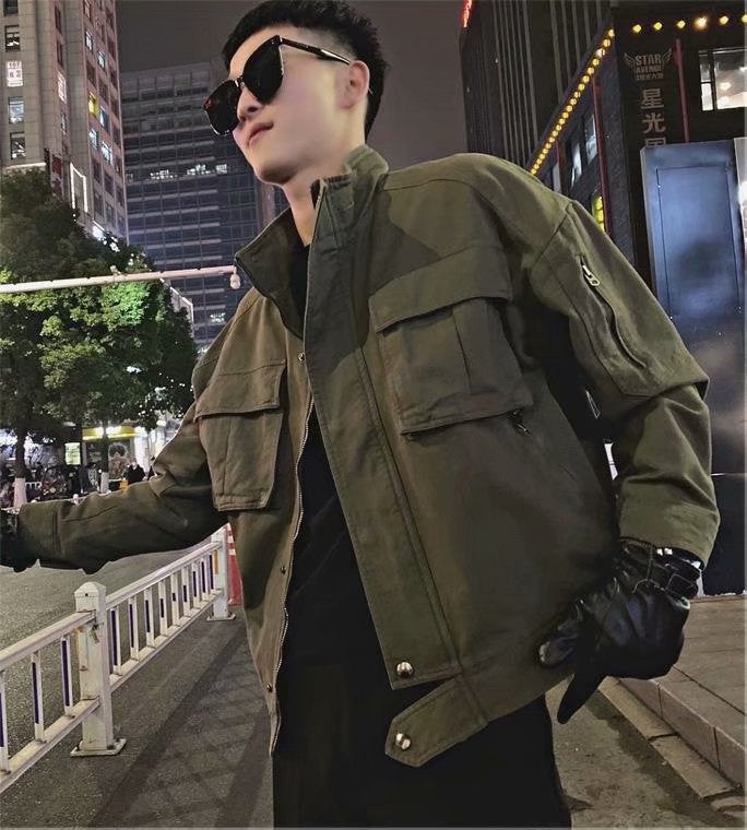New Ruffian Handsome Tooling Jacket Men&#039;s Autumn Hong Kong Trend Brand Ins Retro Top Trend All-match Pilot Jacket