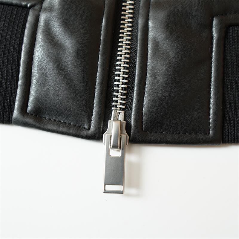Original-men&#039;s Lapel Faux Leather Black Double Zipper Head Jacket Coat Leather Coat Short In Stock