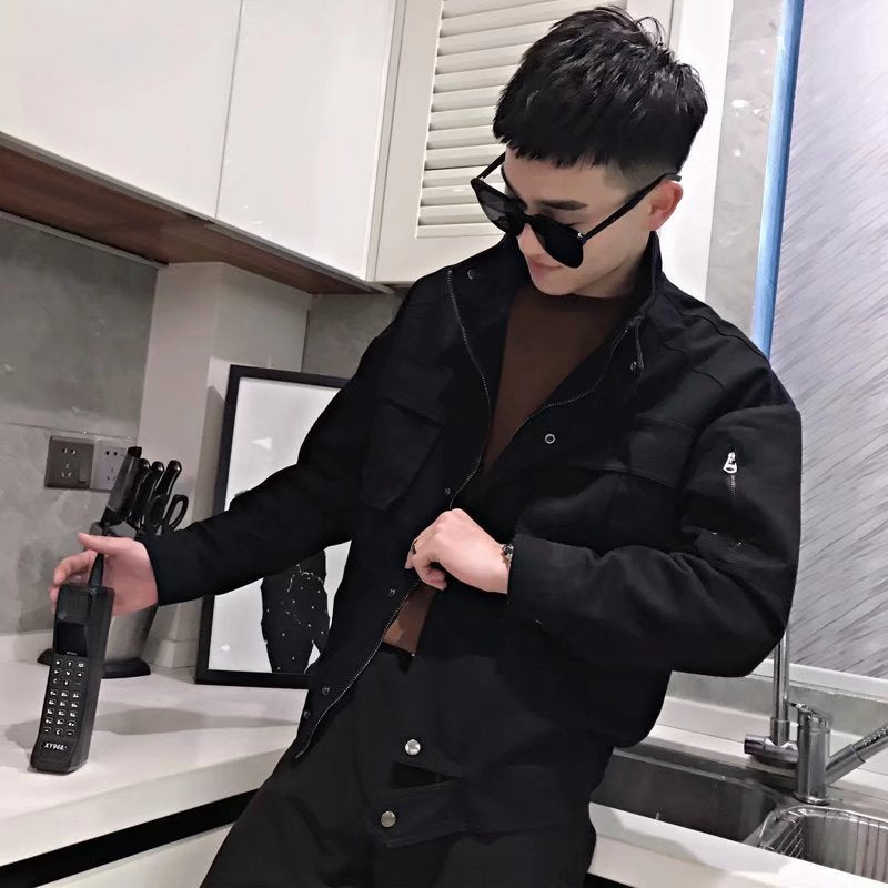 New Ruffian Handsome Tooling Jacket Men&#039;s Autumn Hong Kong Trend Brand Ins Retro Top Trend All-match Pilot Jacket
