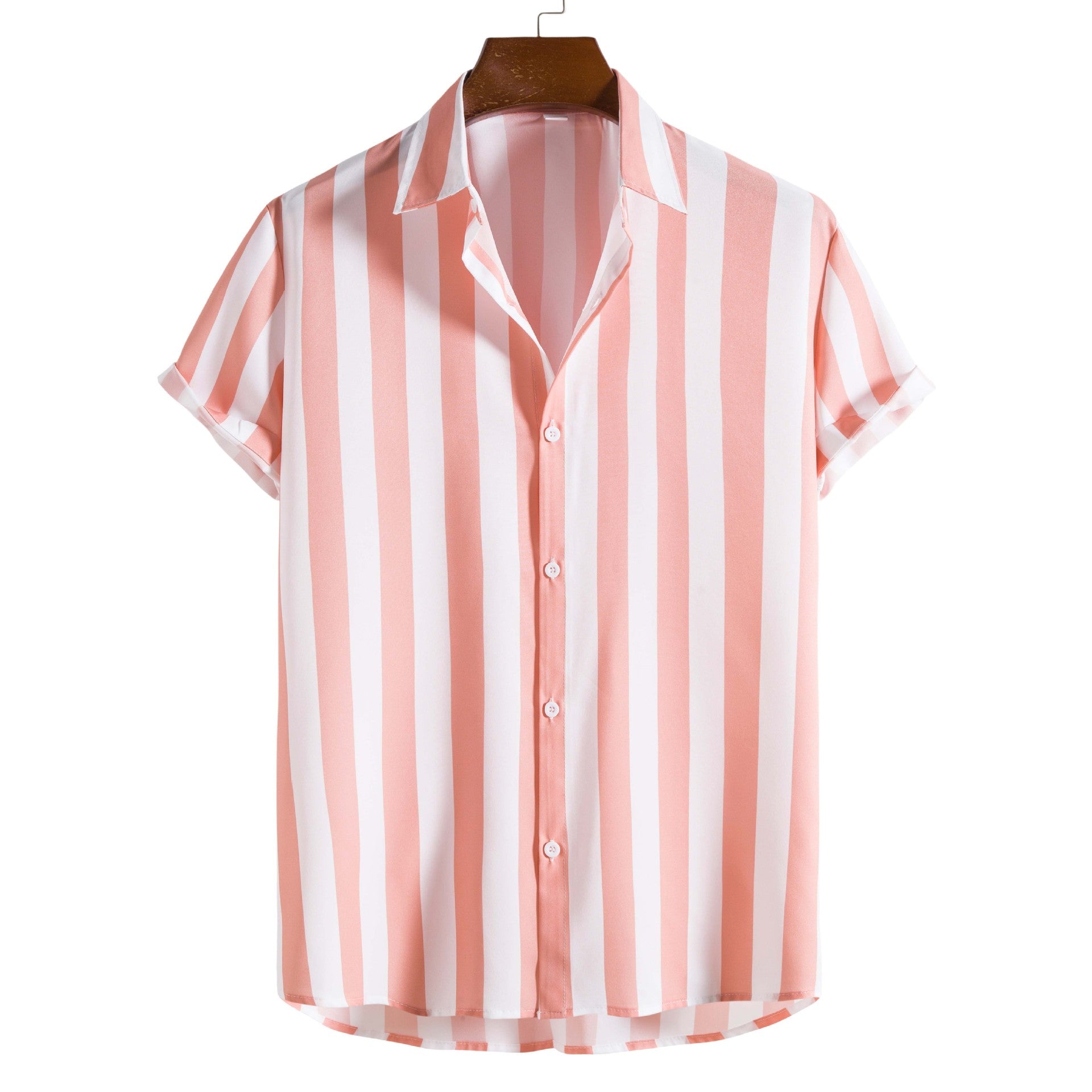 New Men&#039;s Fashion Casual Short-sleeved Printed Striped Shirt