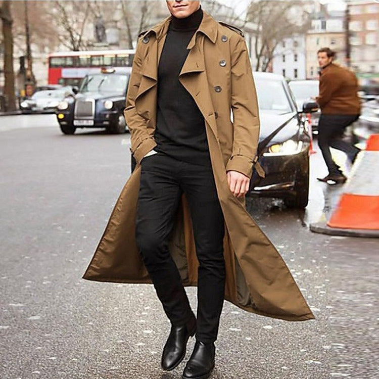 Men&amp;#039;s Mid-length Windbreaker Men&amp;#039;s Long Windbreaker Fashion Windbreaker Casual Outer Men