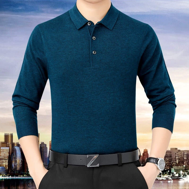2022 Spring And Autumn Middle-aged And Elderly Men&amp;#039;s Long-sleeved Lapel T-shirt Loose Trendy And Comfortable