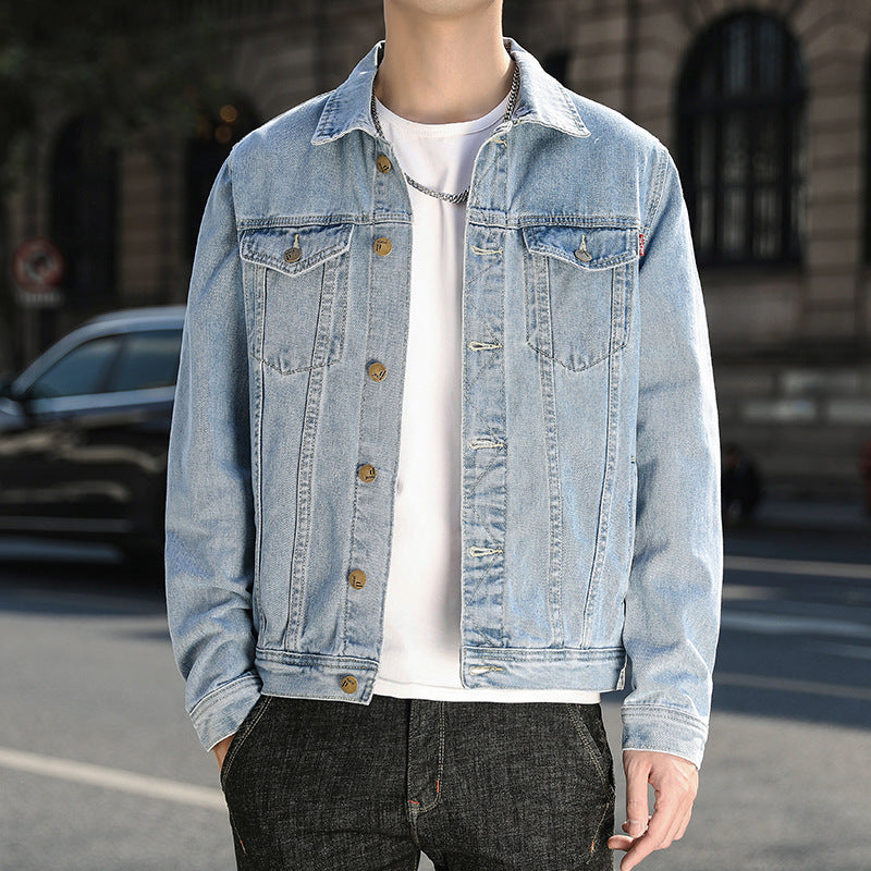Denim Jacket Men&#039;s 2021 New Spring And Autumn Leisure Flight Trend Handsome Youth Lapel Jacket Autumn Clothes