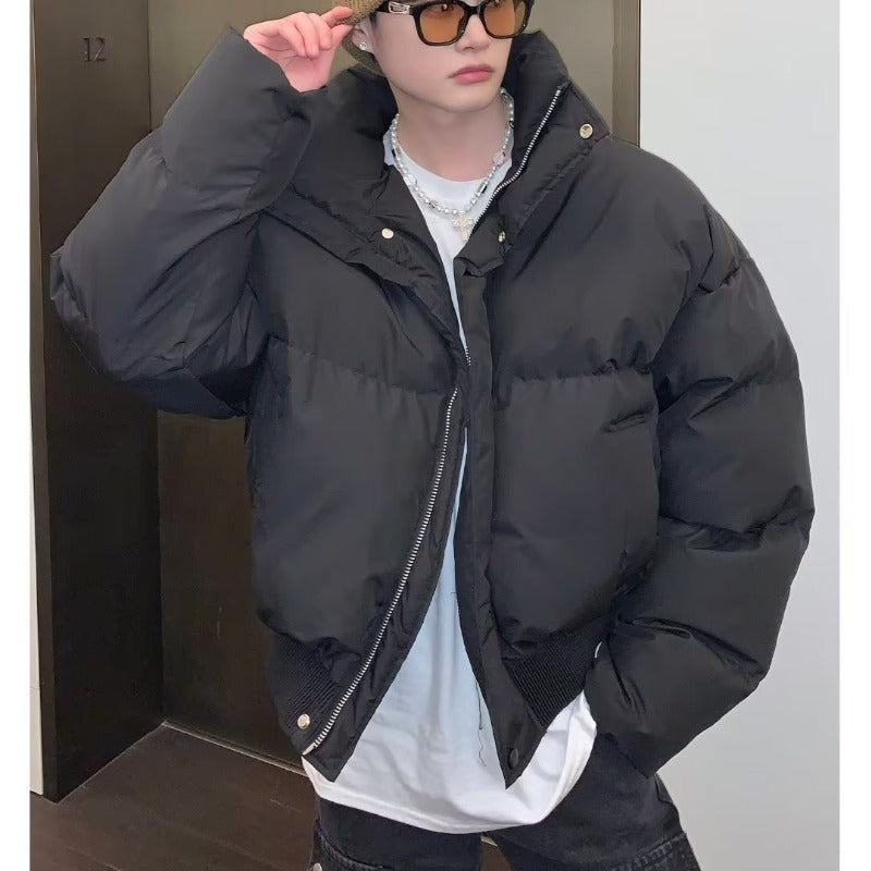 Winter Heavyweight Simple Stand-up Collar Short Cotton Coat Men&#039;s Loose Thickened Casual Short Cotton Coat Trendy Brand Bread Coat