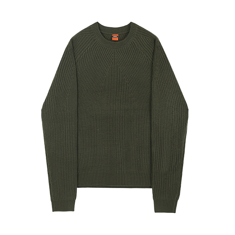 MYQ Round Neck Sweater Men&#039;s Solid Color Sweater Korean Style Trendy Loose Bottoming Sweater Autumn And Winter New Coat