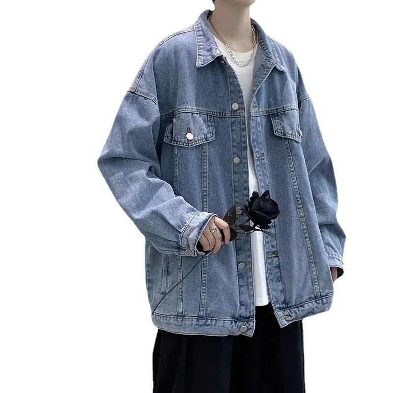 Denim Jacket Men&#039;s Spring And Autumn Ins Trend Boyfriend Style Handsome Jacket American Retro Wild Casual Men&#039;s Clothing