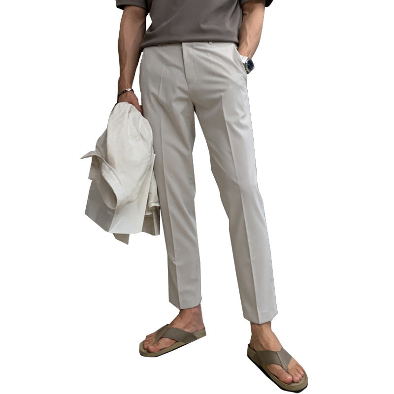 Ironing-free Men&#039;s Pants Korean-style Ankle-length Pants Solid Color Straight Casual Pants Ins Trendy Men&#039;s Drape Men