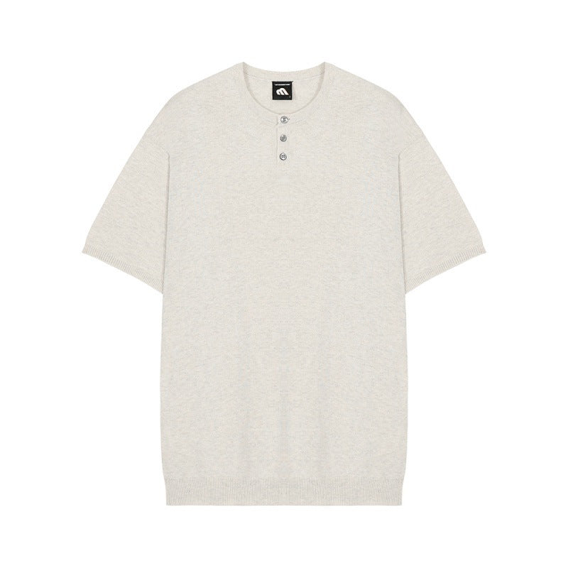 MYQ Men&#039;s Short-sleeved T-shirt Korean-style Trendy Summer Thin Slim-fit Half-sleeve Top Ice Silk Knitted Bottoming Shirt